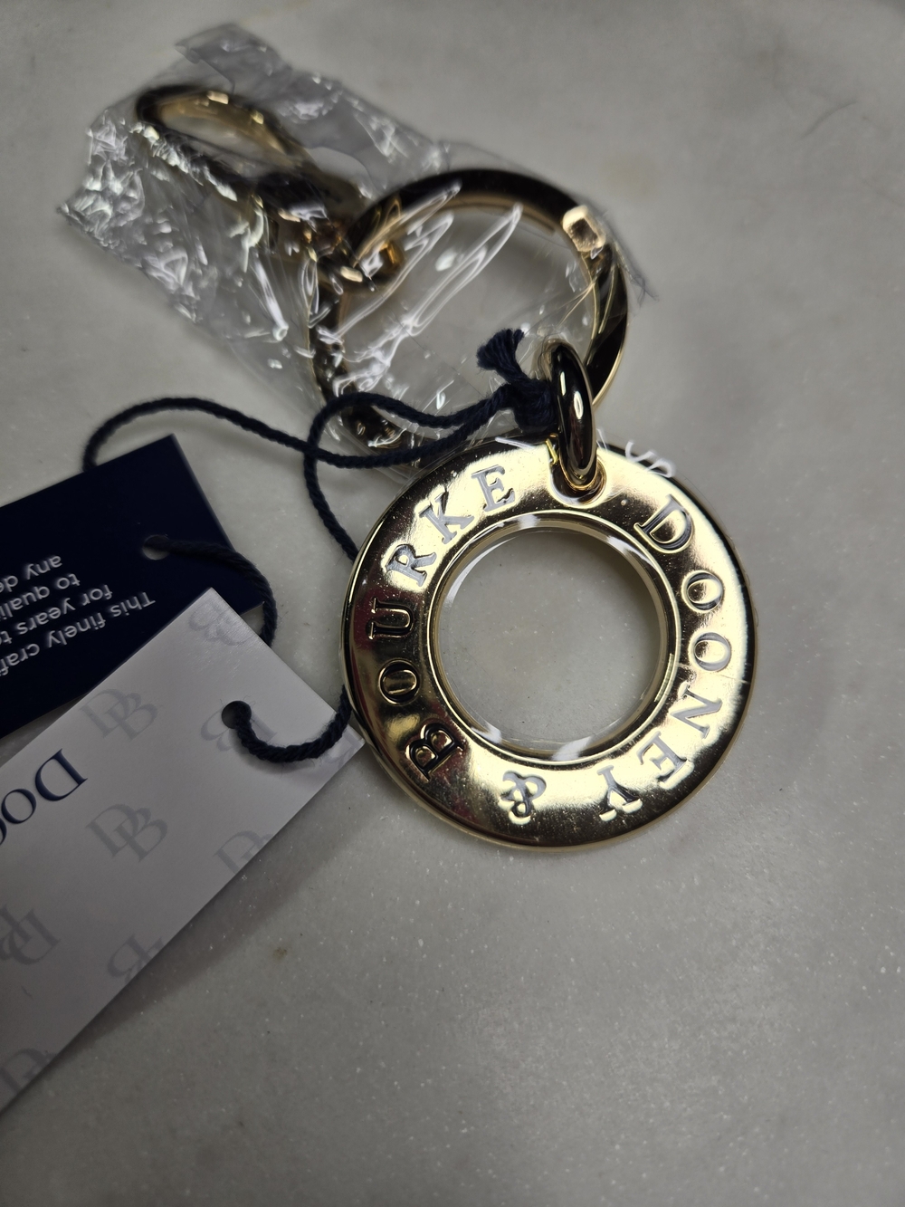 NWT Dooney & Bourke Signature Ring Key Fob Gold Medallion Charm Rare Discontinue
